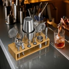 Juego de coctelera de 13 piezas, kit de barman, juego de herramientas de barra de acero inoxidable, color plateado
