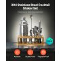 Juego de coctelera de 10 piezas, kit de barman, juego de herramientas de barra de acero inoxidable, color plateado