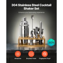 Juego de coctelera de 10 piezas, kit de barman, juego de herramientas de barra de acero inoxidable, color plateado