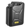 Bidón de combustible VEVOR negro de 20 l con tapa de cierre seguro y asa resistente para almacenamiento portátil de combustible.