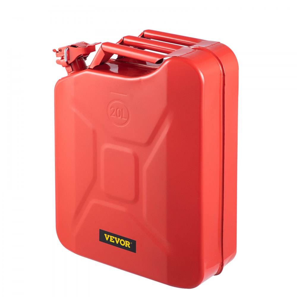 Bidón VEVOR rojo de 20 l con asa resistente y tapón de seguridad, ideal para almacenar y transportar combustible.