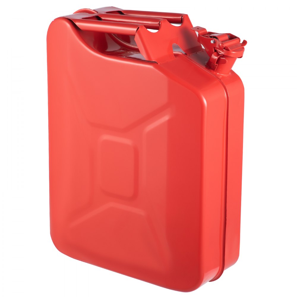 Bidón VEVOR rojo con tapa de cierre seguro y asa ergonómica para almacenar combustible.