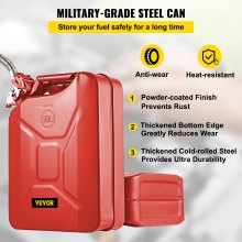 VEVOR Jerry Fuel Can, 5.3 galones / 20 L Jerry Gas Can portátil con sistema de boquilla flexible, Tanque de combustible de acero inoxidable y resistente al calor para equipos de automóviles, camiones, rojo