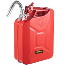 VEVOR Jerry Fuel Can, 5.3 galones / 20 L Jerry Gas Can portátil con sistema de boquilla flexible, Tanque de combustible de acero inoxidable y resistente al calor para equipos de automóviles, camiones, rojo