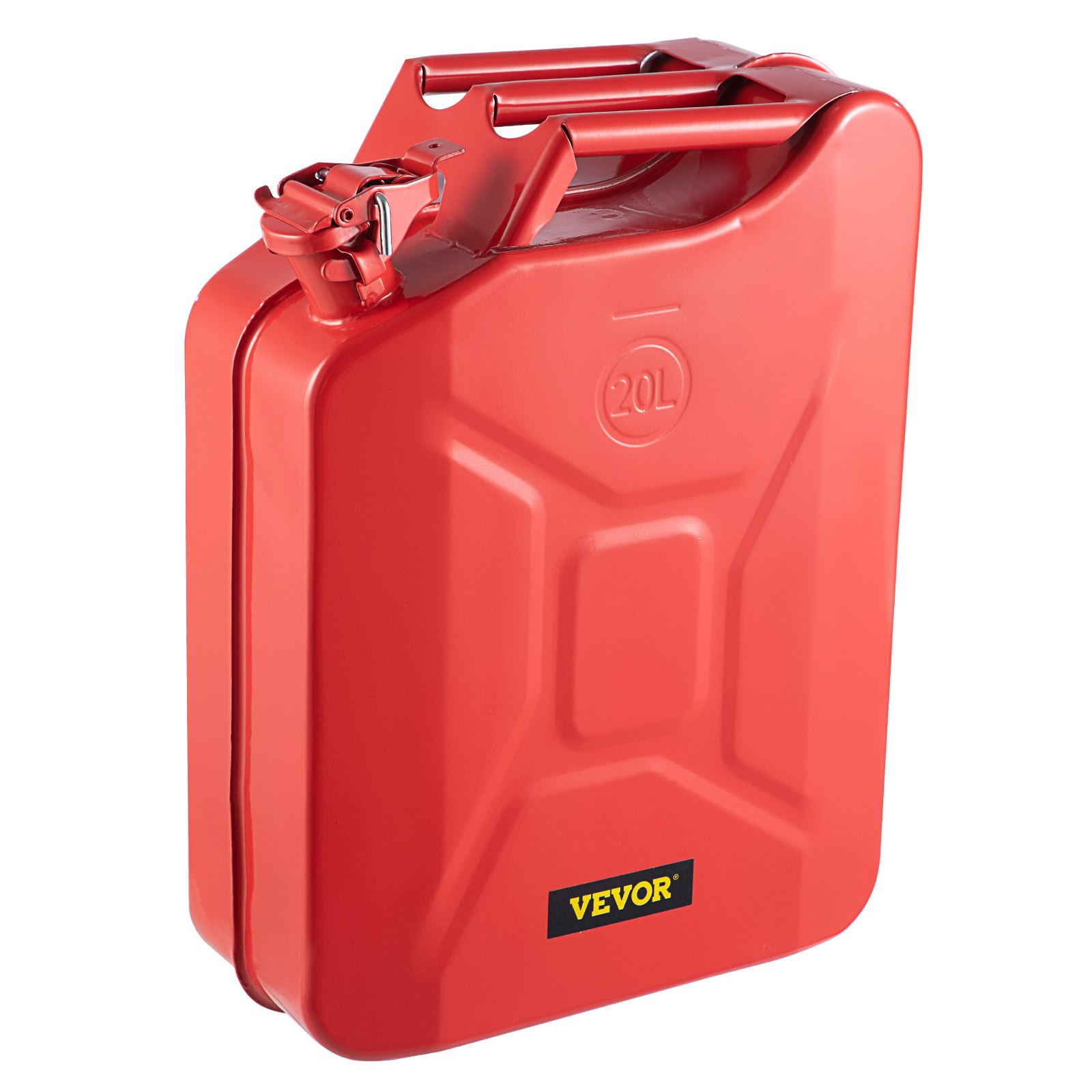 Bidón VEVOR de color rojo con capacidad de 20 l y tapón de cierre seguro.