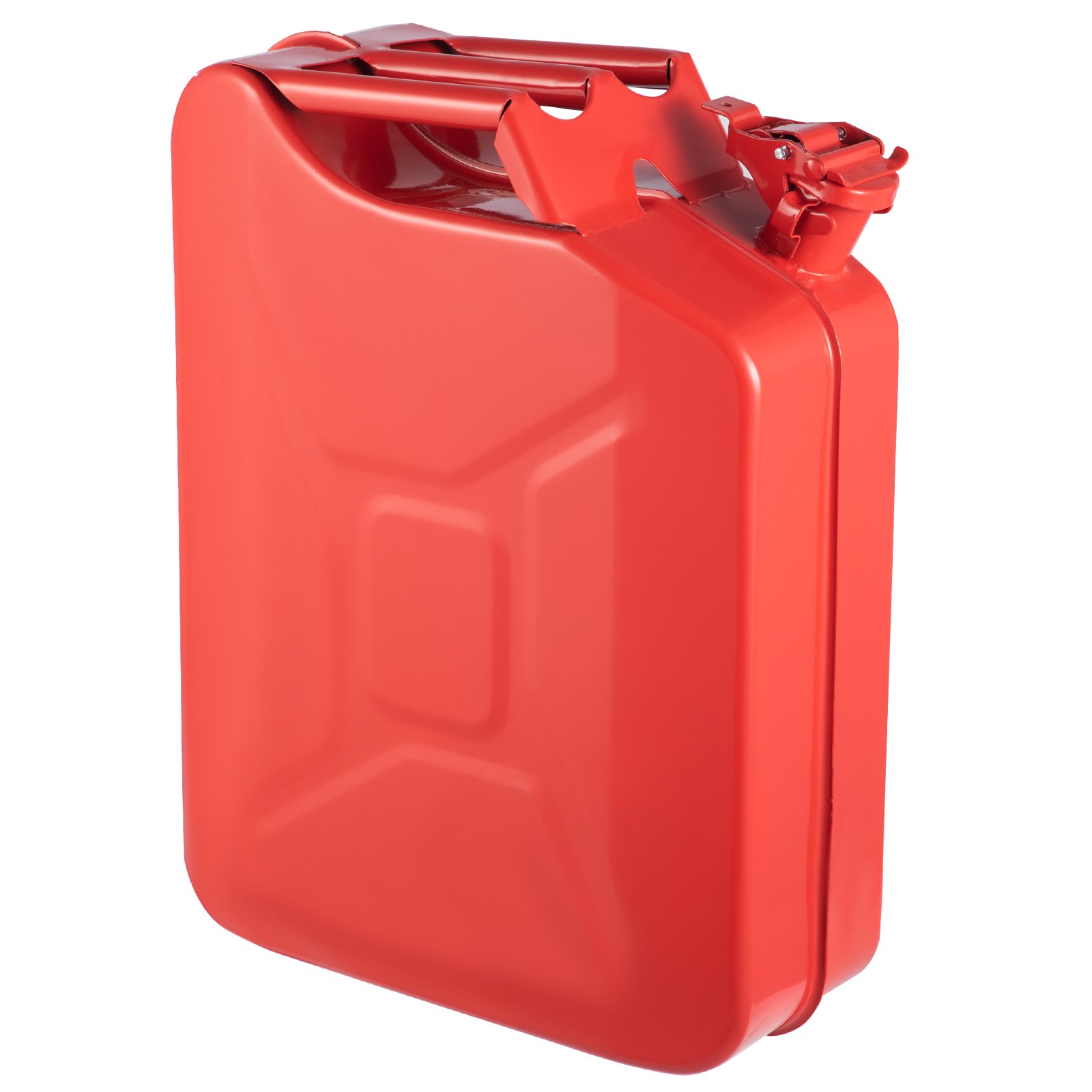 Bidón VEVOR rojo con tapa de cierre seguro y asa ergonómica para almacenar combustible.