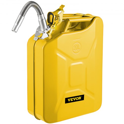 Bidón de combustible portátil VEVOR de 5,3 galones (20 L) con boquilla flexible, de acero inoxidable y resistente al calor, para coches, camiones y otros equipos, color amarillo