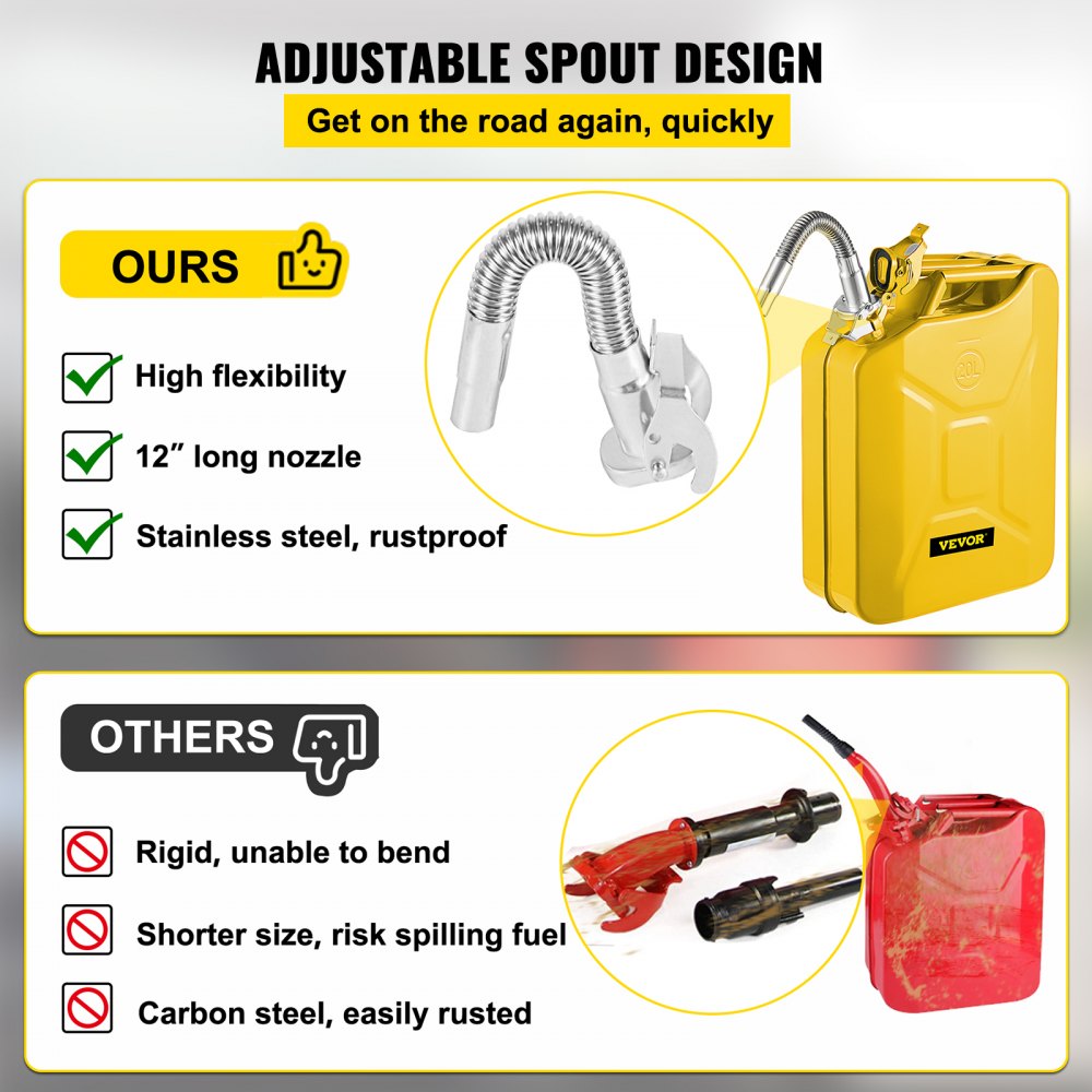 Bidón de combustible VEVOR con pico ajustable, alta flexibilidad, acero inoxidable a prueba de óxido, boquilla de 12&quot;.
