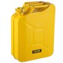 Bidón de combustible VEVOR amarillo de 20 l con asa resistente y mecanismo de bloqueo seguro.