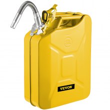 VEVOR Jerry Fuel Can, 5.3 galones / 20 L Jerry Gas Can portátil con sistema de boquilla flexible, Tanque de combustible de acero inoxidable y resistente al calor para automóviles, camiones, equipos, amarillo