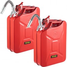 VEVOR Jerry Fuel Can, 5.3 galones / 20 L Jerry Gas Can portátil con sistema de boquilla flexible, Tanque de combustible de acero inoxidable y resistente al calor para equipos de automóviles, camiones, 2PCS Rojo