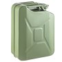 Bidón de combustible VEVOR de metal verde con asa y cierre metálicos seguros, adecuado para almacenar combustible.
