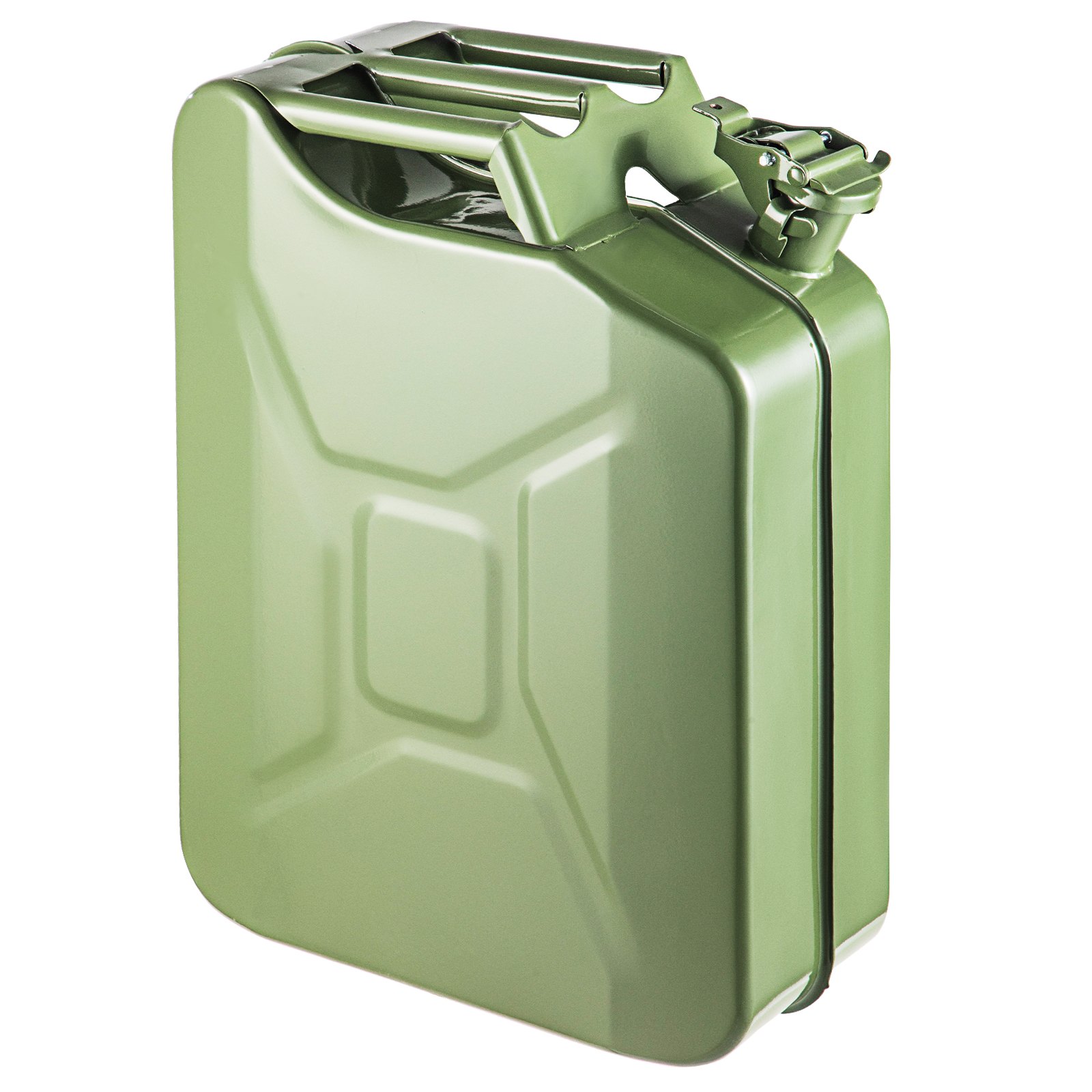 Bidón de combustible VEVOR verde con tapa segura y asa para un fácil transporte.