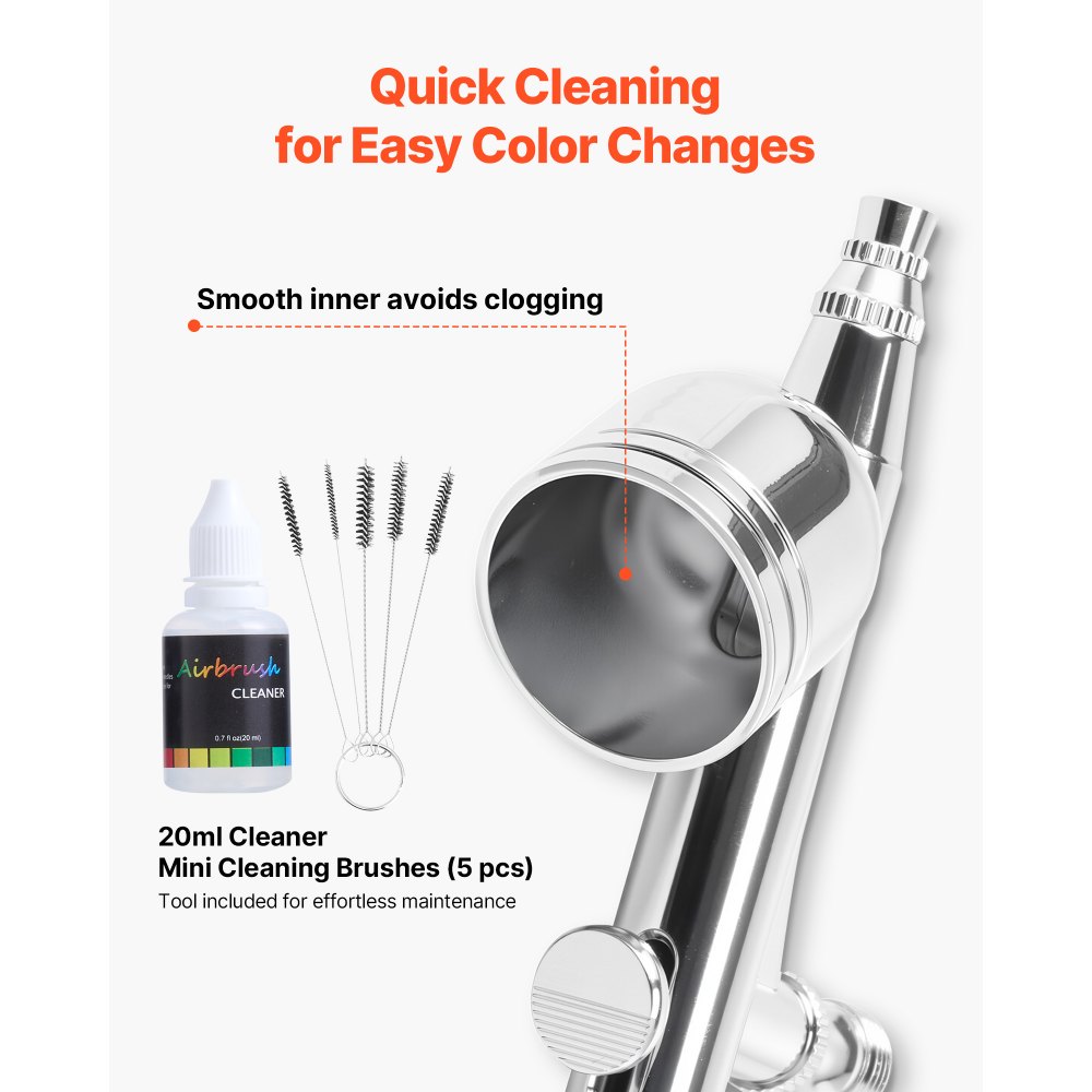 Kit de aerógrafo VEVOR de 1/6 HP con compresor y tanque, 3 aerógrafos profesionales de doble acción con 3 boquillas, manguera, pintura acrílica y 2 ventiladores para decoración de tartas, modelismo y manicura.
