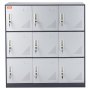 VEVOR Metal Locker for Employees, 9 Doors Storage Cabinet with Card Slot, Gray Steel Employee Lockers with Keys, 66lbs Loading Capacity office Storage Lockers for Home, School, Office, Gym
