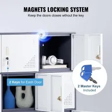 Casillero de metal VEVOR para empleados, gabinete de almacenamiento de 9 puertas con ranura para tarjeta, casilleros de acero gris para empleados con llaves, casilleros de almacenamiento de oficina de capacidad de carga de 66 libras para oficina, hogar, escuela, gimnasio