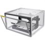 Máquina enrutadora CNC VEVOR con carcasa transparente y puerta frontal abierta.