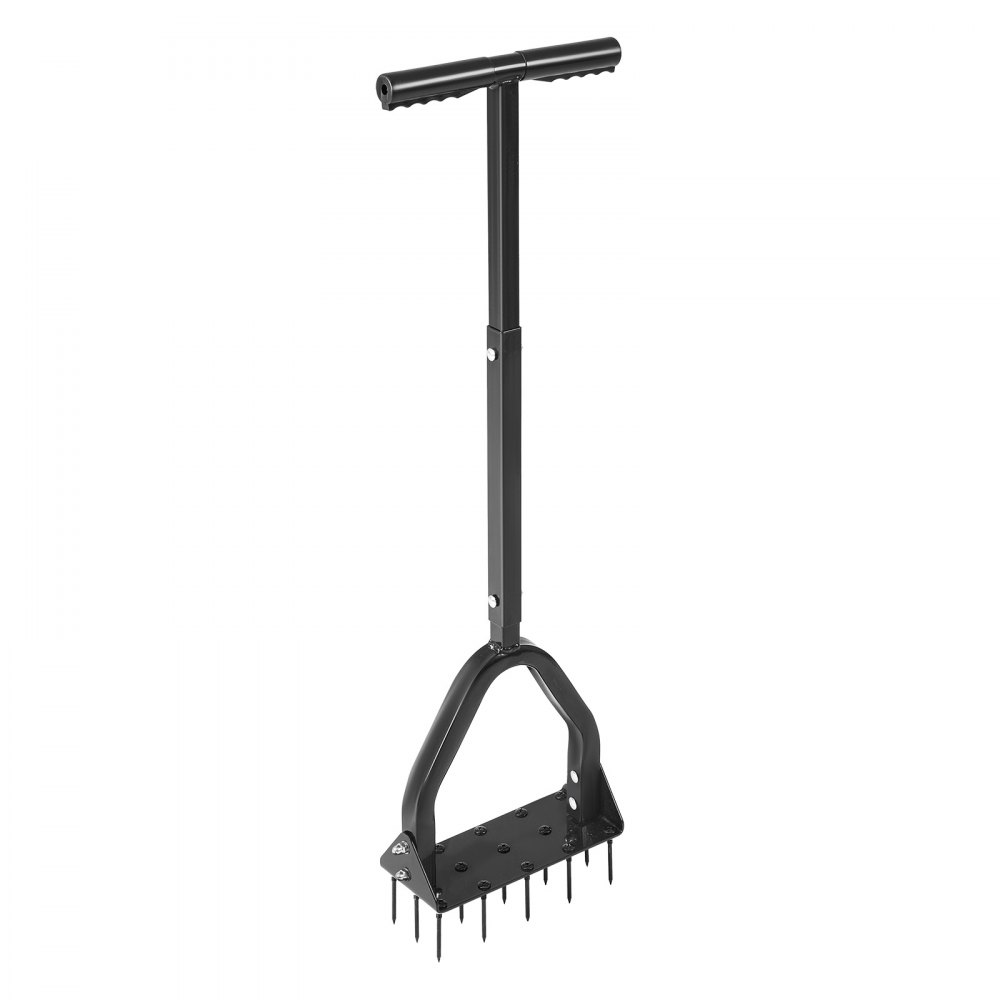 VEVOR Aireador de Césped con Plataforma Ancha para Pies Soporta 90 kg, Mango Largo de 58 cm, 15 Púas de Acero de 6 cm, Herramienta de Aireación de Césped Manual para Jardín Zonas para Mascotas y Patio