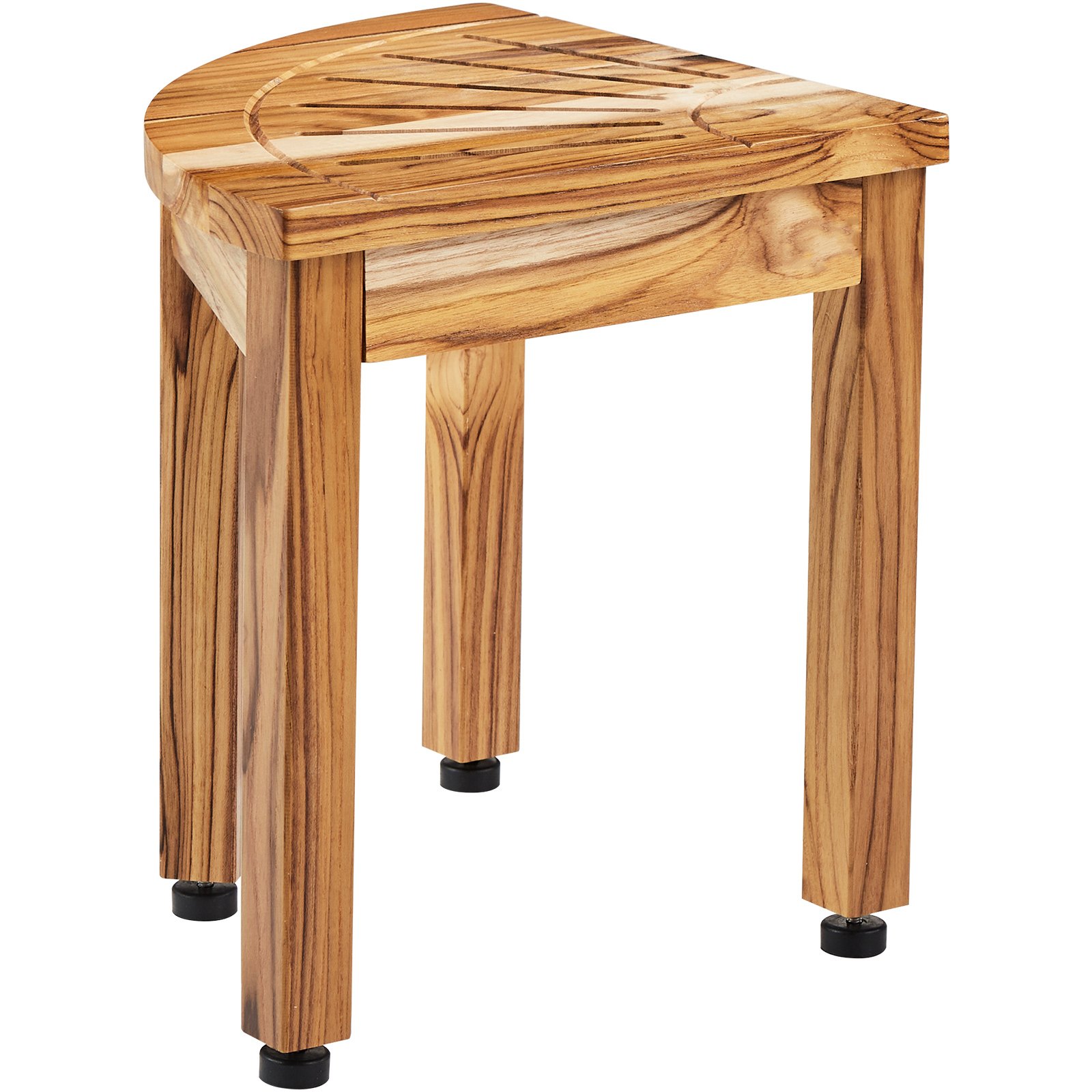 Banco de ducha de teca VEVOR con asiento de listones y patas resistentes, que presenta una hermosa textura de veta de madera.