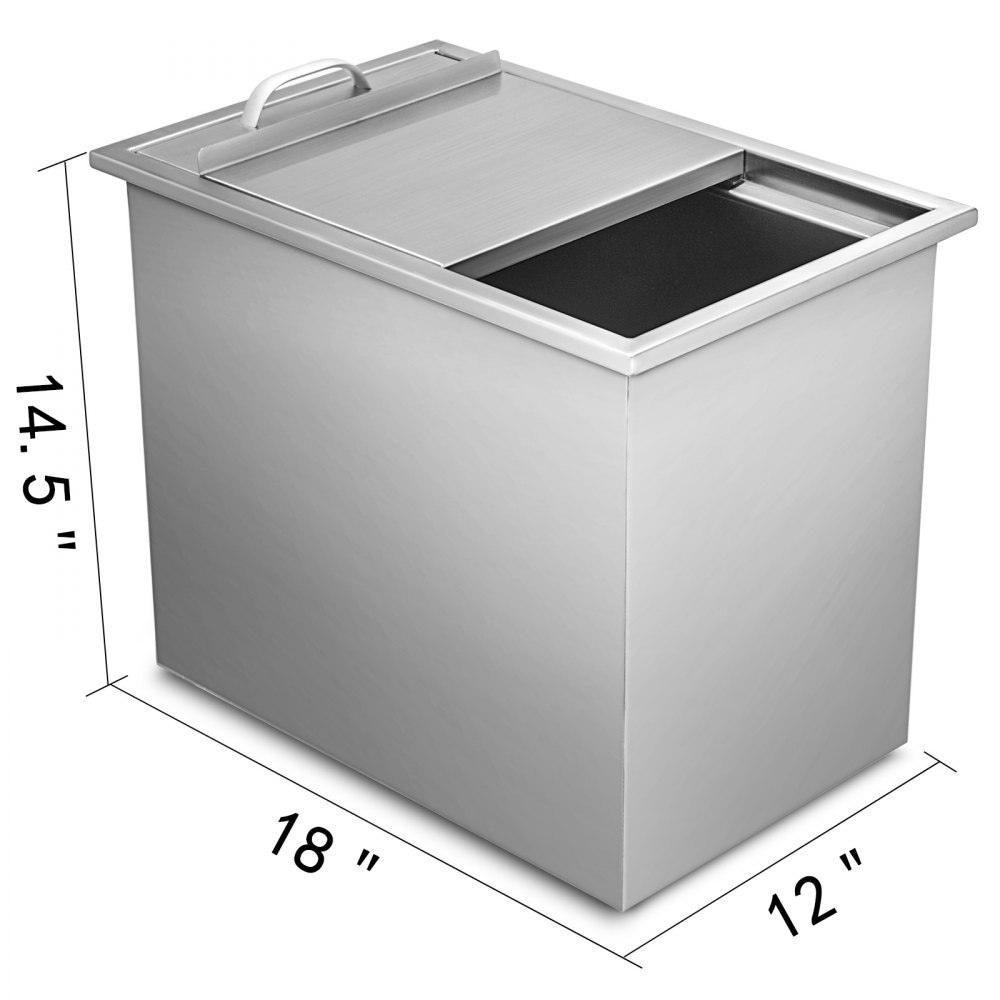 Hielera empotrable VEVOR, de acero inoxidable, 18&quot; x 12&quot; x 14,5&quot;.
