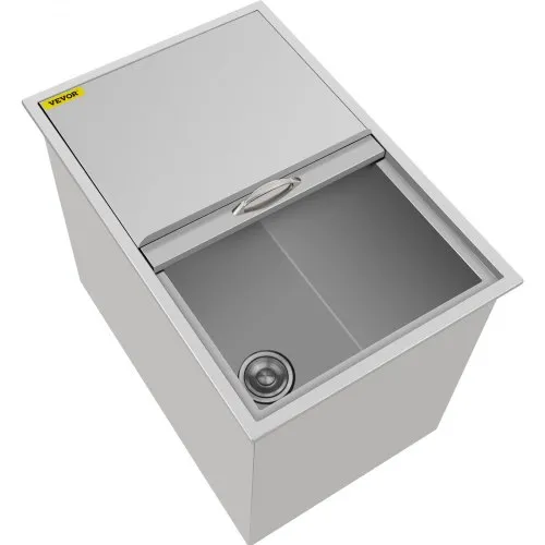 VEVOR Drop In Ice Chest 27L x 18W x 21H pulgadas con tapa deslizante, enfriador de hielo de acero inoxidable con tubo de drenaje y tapón de drenaje, cubo de hielo para cocina al aire libre para bebidas frías de vino