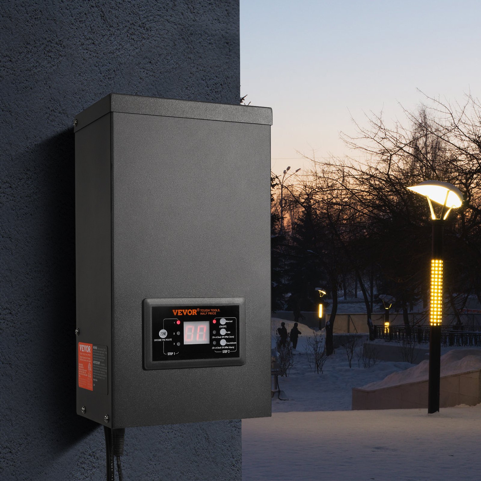 Transformador de paisaje VEVOR de 600 W, equipado con temporizador y sensor de fotocélula, convertidor de iluminación exterior resistente a la intemperie, 120 V CA a 12 V/14 V CA, ideal para exteriores, focos, caminos, iluminación de piscinas, certificación ETL