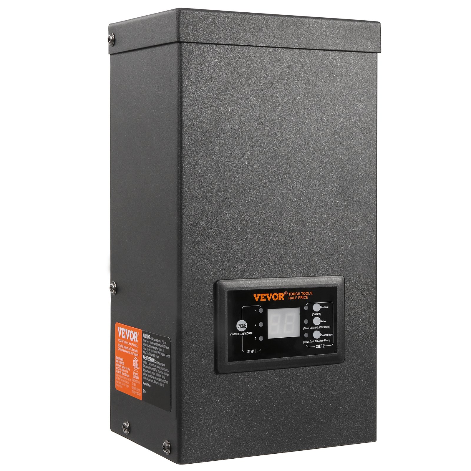 Transformador de paisaje VEVOR de 600 W, equipado con temporizador y sensor de fotocélula, convertidor de iluminación exterior resistente a la intemperie, 120 V CA a 12 V/14 V CA, ideal para exteriores, focos, caminos, iluminación de piscinas, certificación ETL