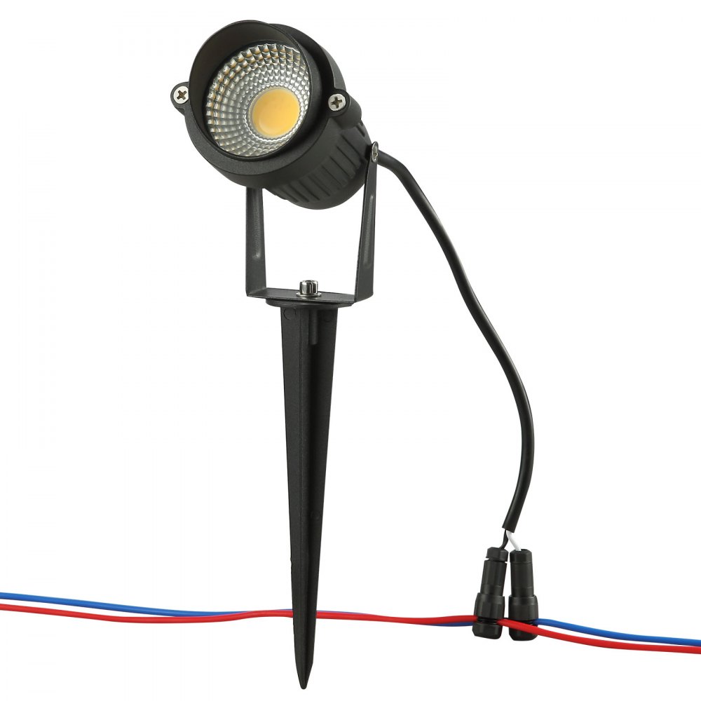 VEVOR Iluminación de paisaje, luces LED de bajo voltaje de 6 W, IP66 impermeables, focos de paisaje, patio, césped, jardín, camino, luces exteriores, 12 V, 24 V, 450 lm, blanco cálido, 3000 K (paquete de 12 con conectores)