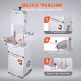Sierra de cinta eléctrica comercial para carne VEVOR, 850 W, sierra vertical para huesos de acero inoxidable, Workbeach de 59,5 x 46,8 cm, grosor de corte de 4,1 a 23,1 cm, cortadora de carne congelada con 2 cuchillas para costillas de cerdo y res.