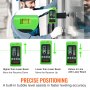VEVOR Receptor láser para nivel láser, rango de trabajo de 197 pies, láser verde y detector de haz rojo para láseres de línea pulsantes, altavoz ajustable y pantalla LCD dual y nivel de burbuja incorporado, abrazadera incluida