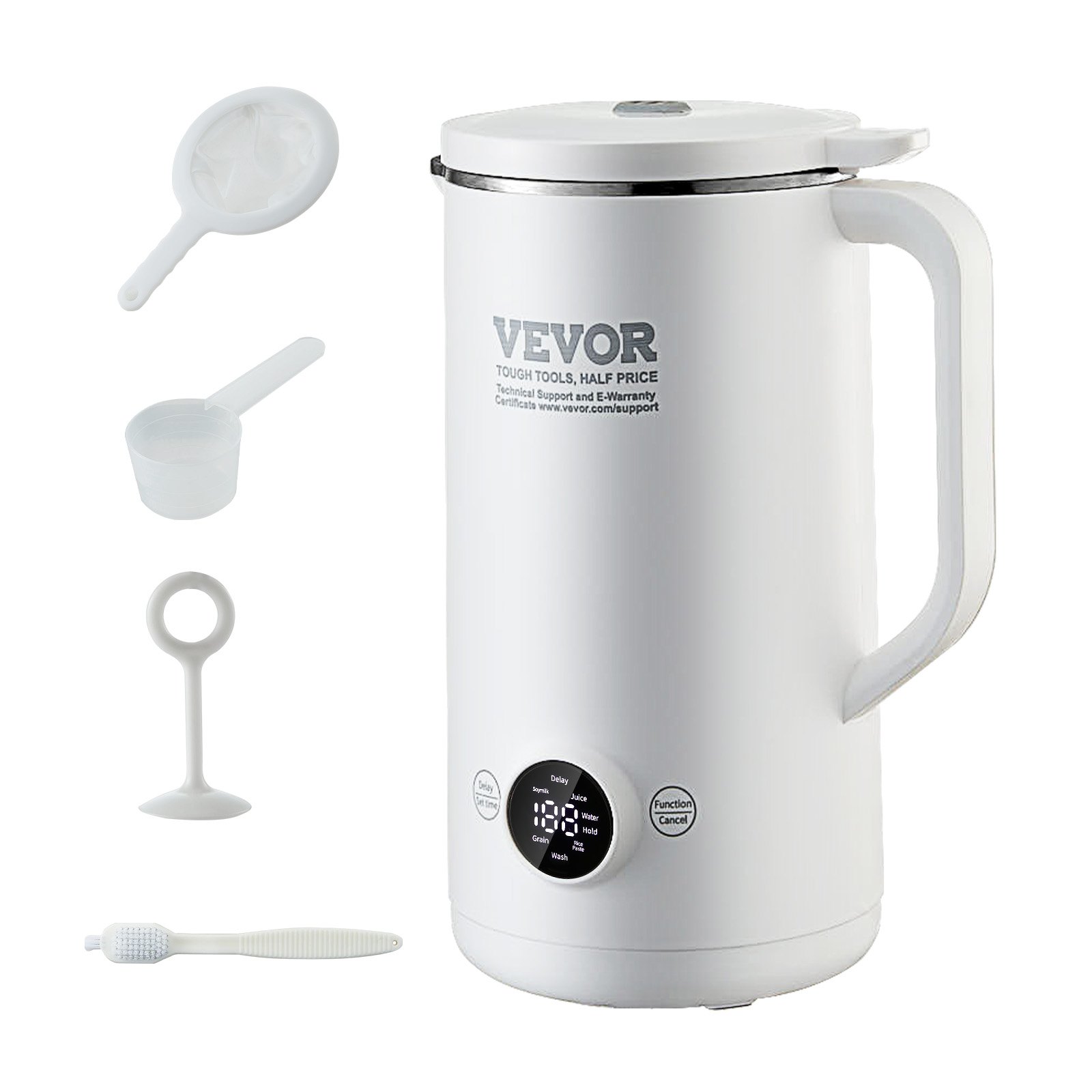 VEVOR Máquina para hacer leche de nueces 8 en 1 Máquina para hacer leche de soja Cuchillas de 8 hojas 600 ML Temporizador de 2-18 horas
