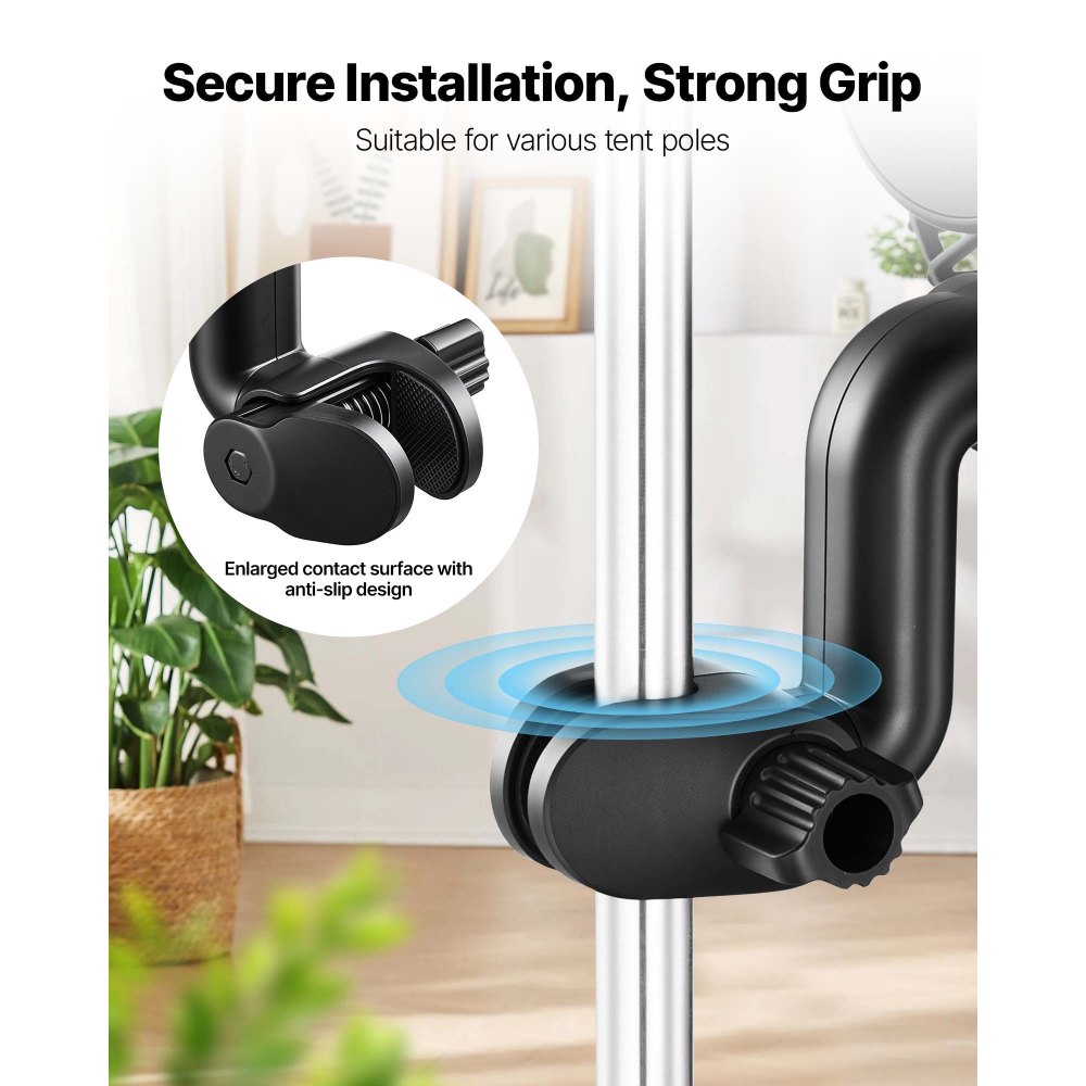 Ventilador para plantas VEVOR, ventilador con clip para carpa de cultivo, recargable, puerto USB con 9 velocidades y modo de circulación, control inteligente, oscilación potente, larga duración para refrigeración por circulación en hidroponía, negro, 1 unidad
