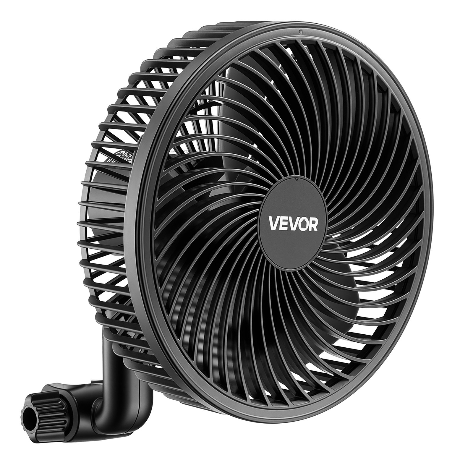 Ventilador para plantas VEVOR, ventilador con clip para carpa de cultivo, recargable, puerto USB con 9 velocidades y modo de circulación, control inteligente, oscilación potente, larga duración para refrigeración por circulación en hidroponía, negro, 1 unidad