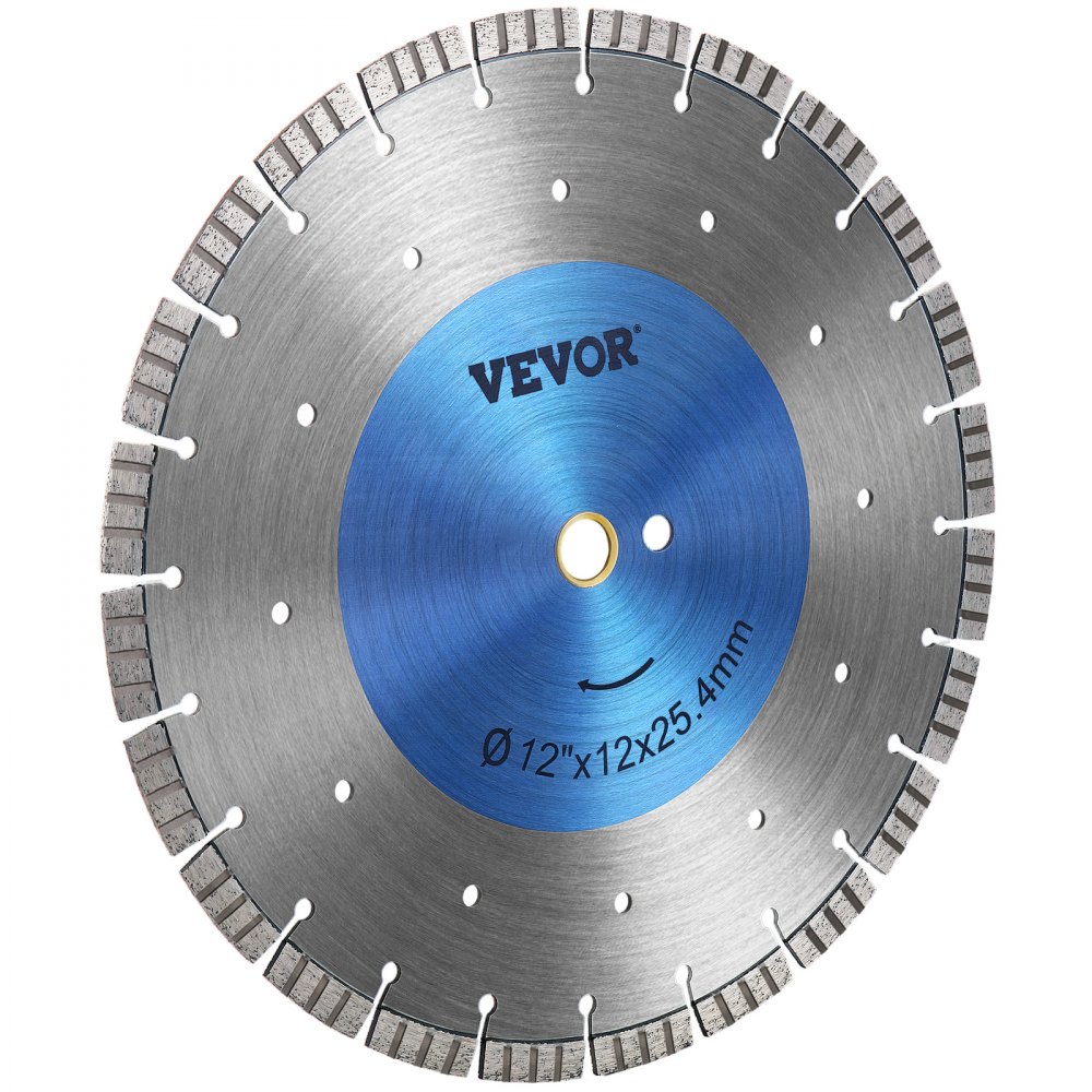 Hoja de sierra de diamante VEVOR de 12" para hormigón, disco de corte segmentado en seco o húmedo, hoja de sierra húmeda para mampostería, sierra eléctrica de uso general, hoja de segmento de 12 mm, hojas de diamante para hormigón, ladrillo, bloque y mampostería.