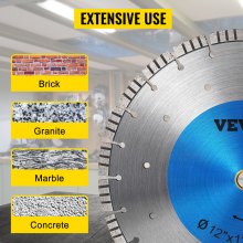 Disco de diamante VEVOR Hoja de sierra para hormigón de 12" Disco de corte segmentado húmedo o seco para mampostería Hoja de sierra para uso general Sierra eléctrica de uso general Hoja de altura de segmento de 12 mm Discos de diamante para mampostería de bloques de ladrillo de hormigón