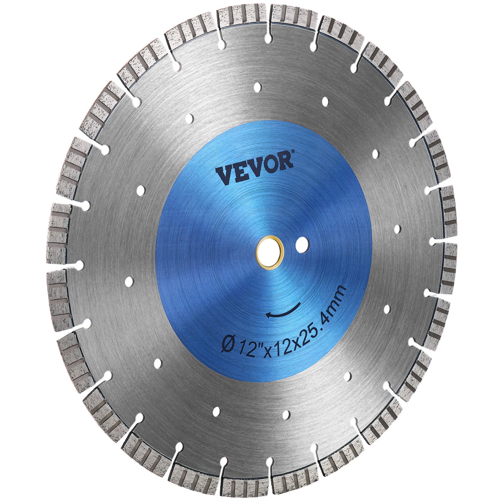 Hoja de sierra de diamante VEVOR de 12" para hormigón, disco de corte segmentado en seco o húmedo, hoja de sierra húmeda para mampostería, sierra eléctrica de uso general, hoja de segmento de 12 mm, hojas de diamante para hormigón, ladrillo, bloque y mampostería.