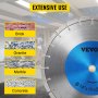 Hoja de diamante VEVOR Hoja de sierra para concreto de 14" Disco de corte segmentado húmedo o seco para mampostería Hoja de sierra húmeda Sierra eléctrica de uso general Hoja de segmento alto de 0.39" Hojas de diamante para mampostería de bloques de ladrillo de concreto