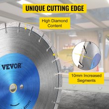 Hoja de diamante VEVOR Hoja de sierra para concreto de 14" Disco de corte segmentado húmedo o seco para mampostería Hoja de sierra húmeda Sierra eléctrica de uso general Hoja de segmento alto de 0.39" Hojas de diamante para mampostería de bloques de ladrillo de concreto