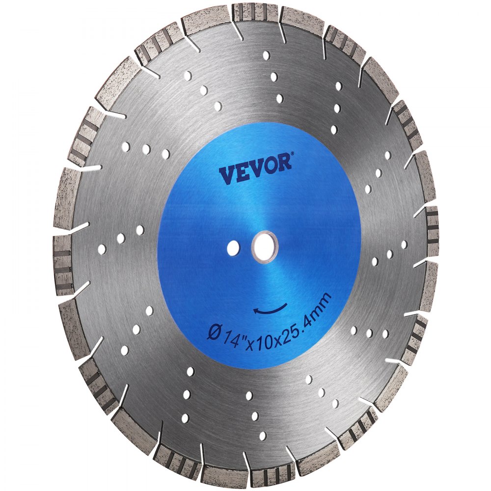 Hoja de sierra de diamante VEVOR de 14" para hormigón, disco de corte segmentado en seco o húmedo, hoja de sierra húmeda para mampostería, sierra eléctrica de uso general, hoja de segmento de 0,39" de alto, hojas de diamante para hormigón, ladrillo, bloque y mampostería.