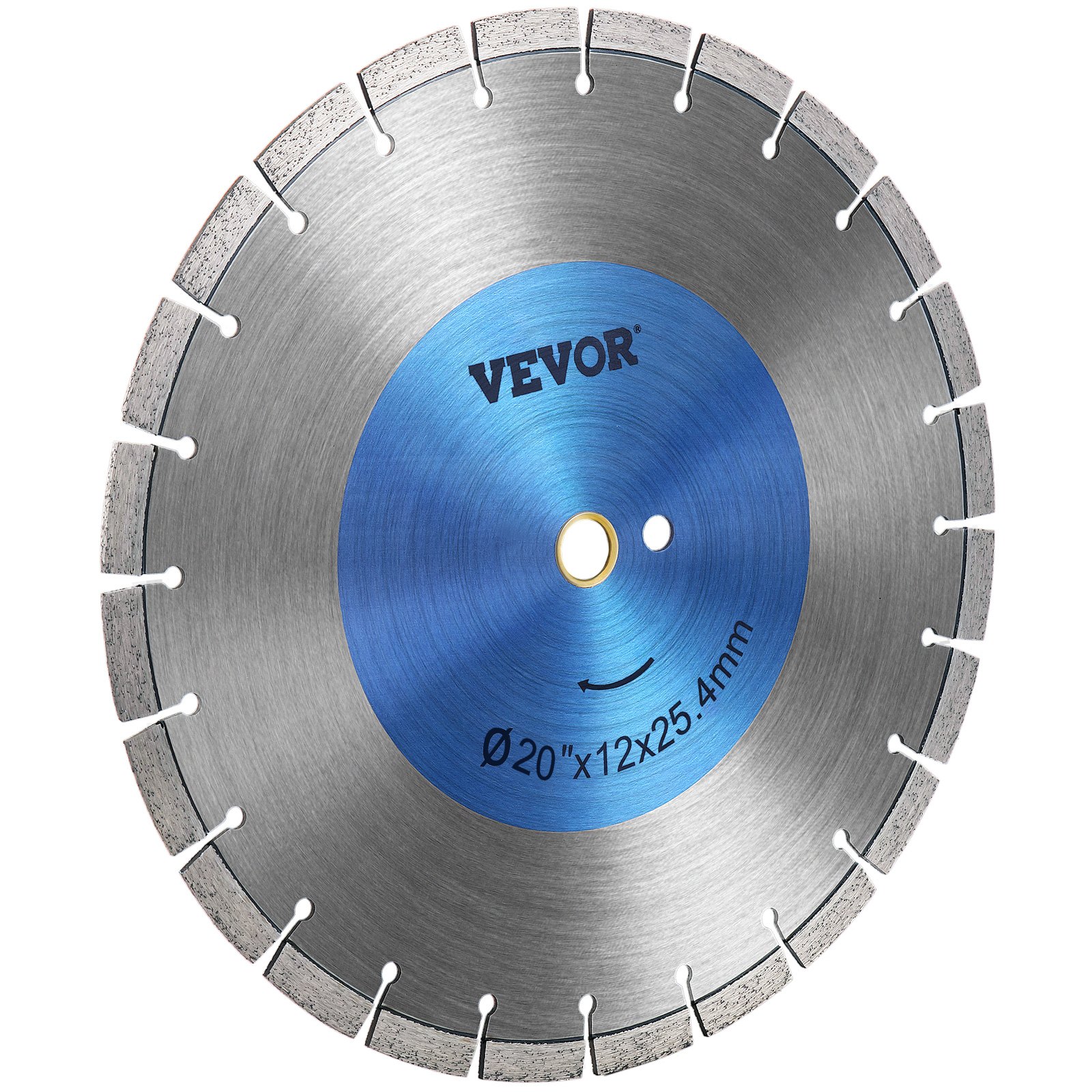 Hoja de sierra de diamante VEVOR de 20", para hormigón, con disco de corte segmentado en seco o húmedo, para mampostería, sierra eléctrica de uso general, con segmento de 12 mm de altura, hojas de diamante para hormigón, ladrillos, bloques y mampostería.