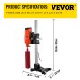 Máquina perforadora de núcleo VEVOR 305 MM 12 pulgadas Equipo de perforación de núcleo Potente taladro de núcleo de hormigón de diamante resistente 110V 500 r / min Herramienta de equipo de perforación de núcleo Perforación de bloque de ladrillo de hormigón seco húmedo 4800W Rotación de 45 grados