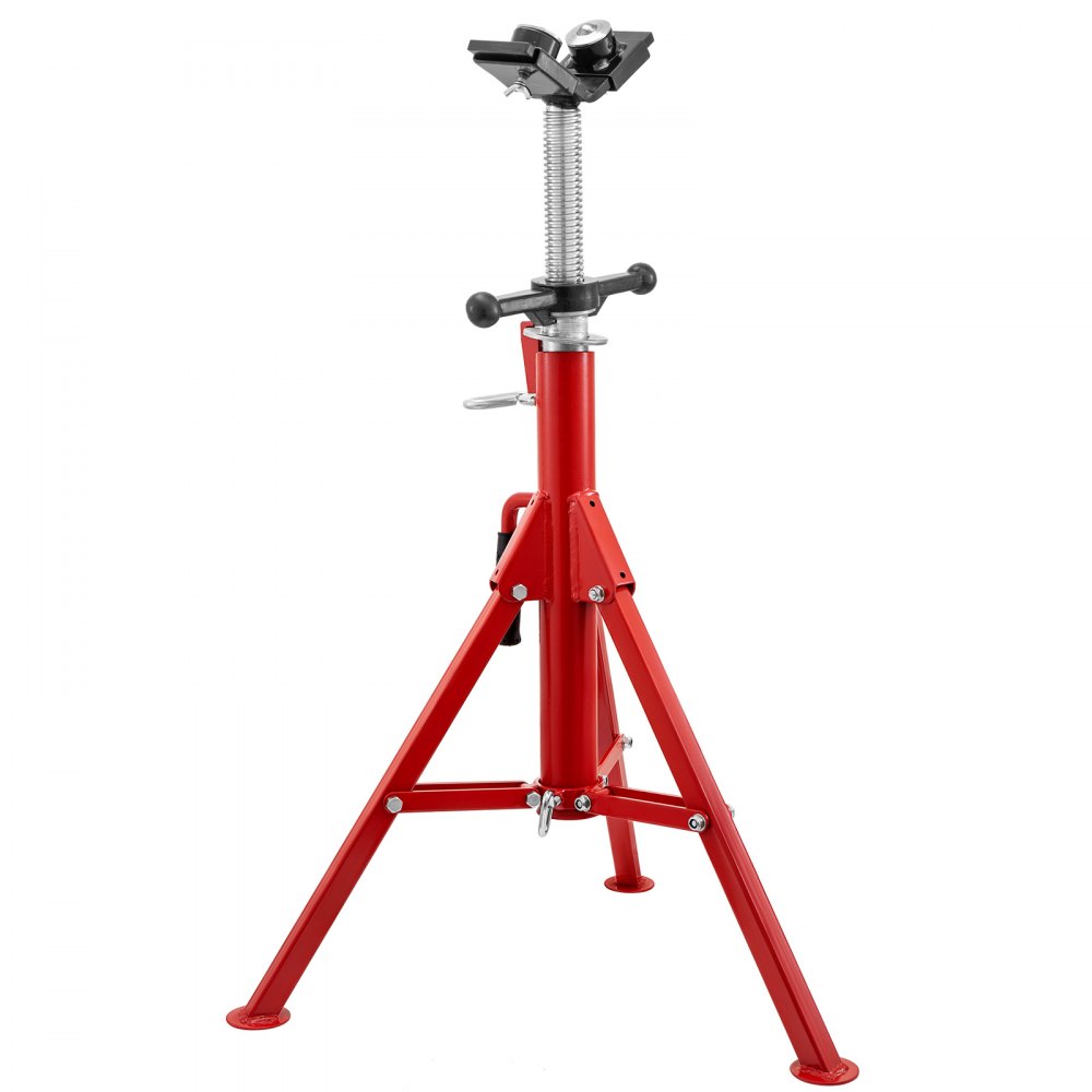 Trípode rojo VEVOR, soporte de gato para tubos con altura ajustable y soporte de cabezal en V.