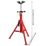 Soporte de gato para tubos VEVOR rojo con altura ajustable, base de trípode resistente y soporte para tubos.