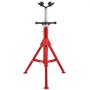 Soporte de gato para tubos VEVOR rojo con altura ajustable y base de trípode resistente.