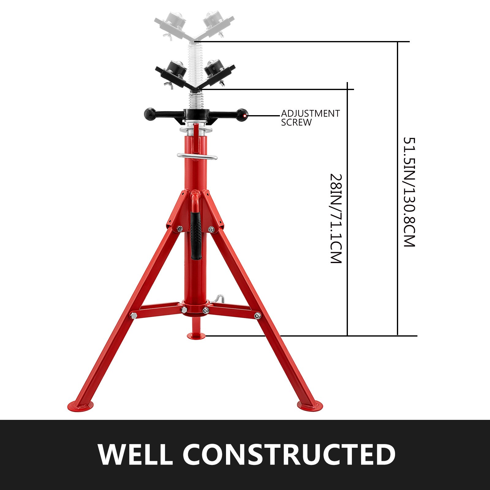 Soporte para gato de tubo VEVOR con tornillo ajustable, base roja, altura 51,5 pulgadas/130,8 cm