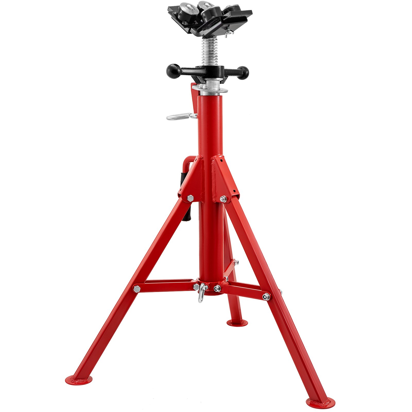 Soporte de gato para tubos VEVOR rojo con altura ajustable y base de trípode para soporte.