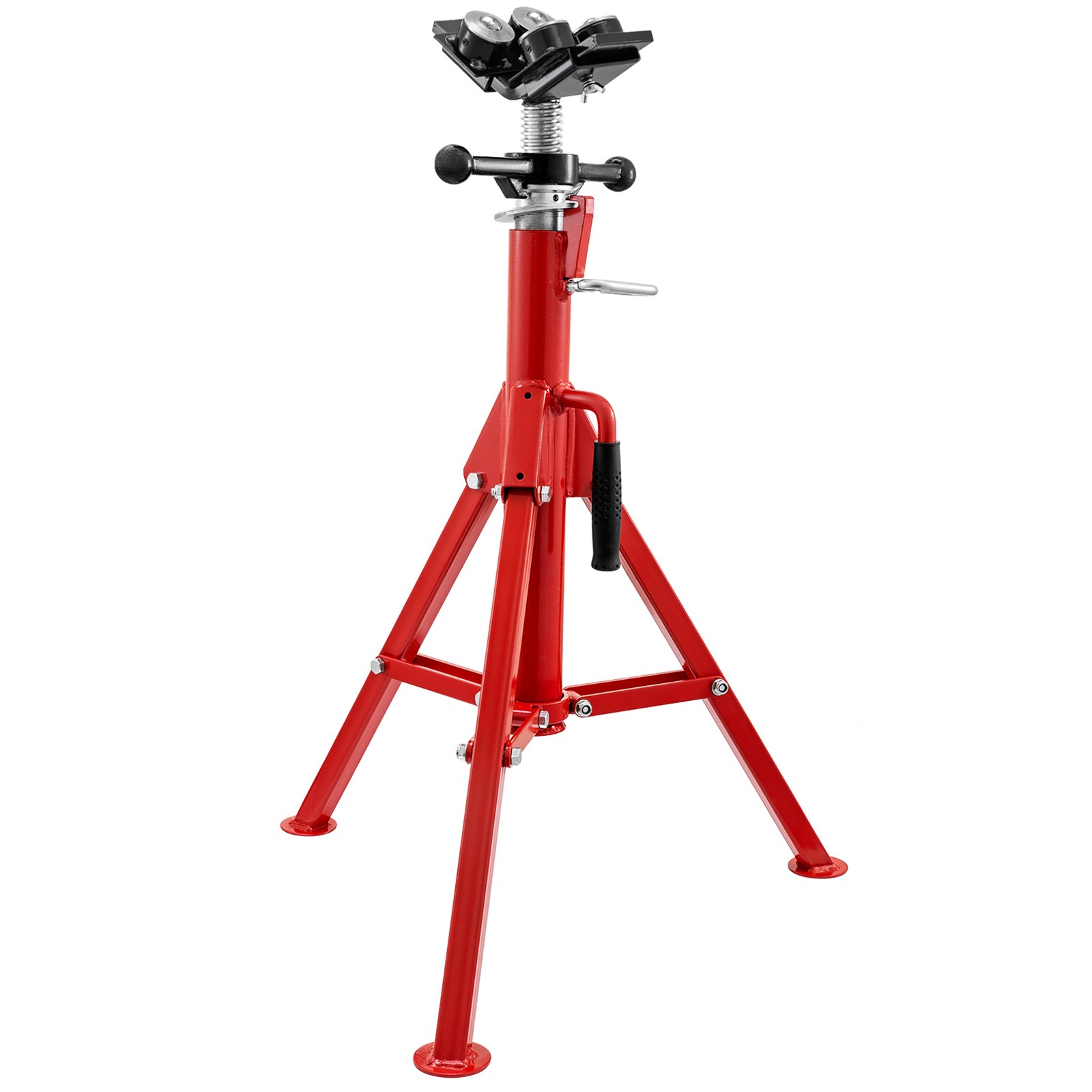 Soporte de gato para tubos VEVOR ajustable en color rojo con base de trípode y asa.