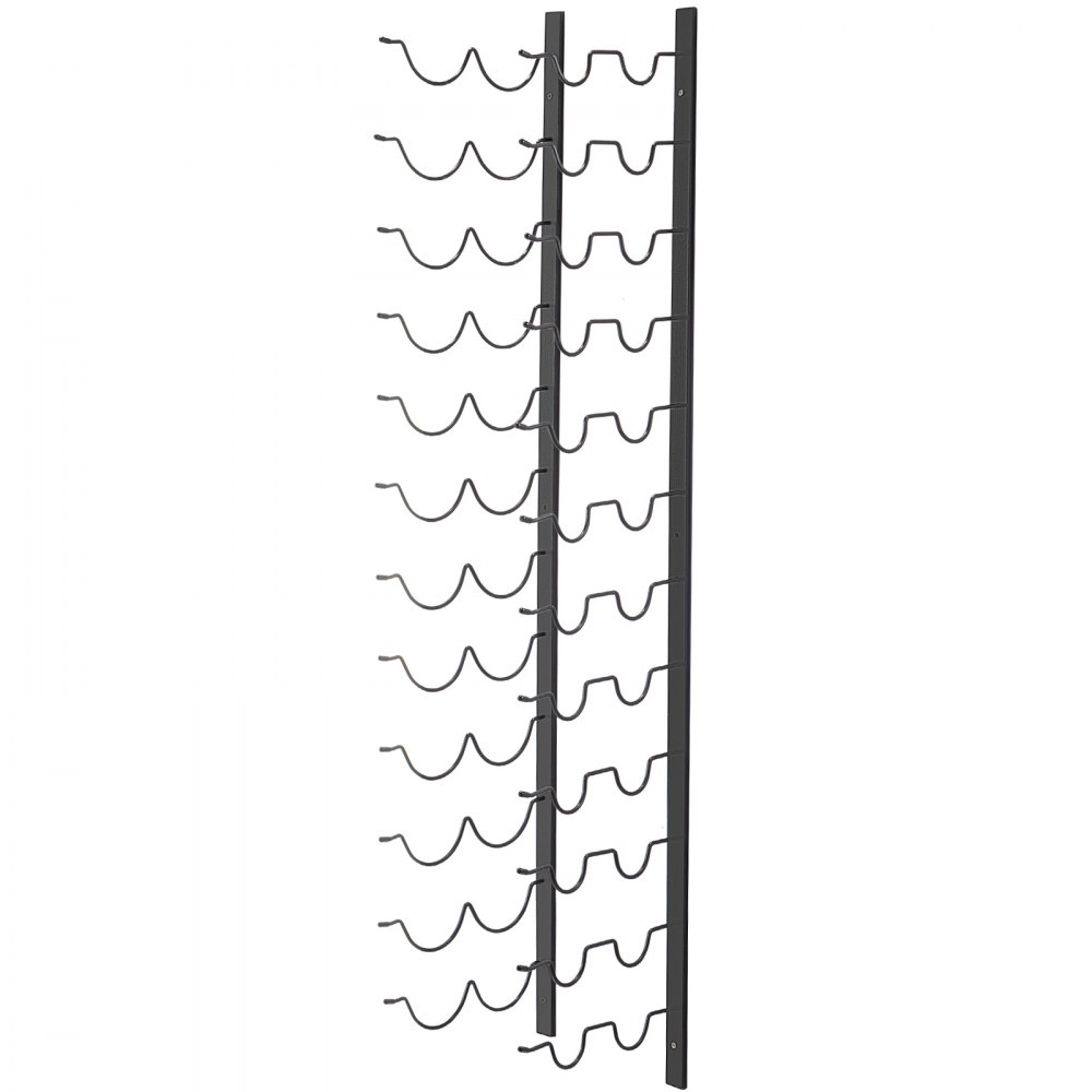 VEVOR Botellero de pared para vino, toallero de 30 x 2 botellas, botellero vertical de acero negro, moderno y decorativo, diseño vanguardista, 122 x 28 x 2,5 cm