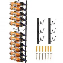VEVOR Botellero de pared, 12 x 2 botellas, soporte para vino, toallero, estante vertical de acero negro para vino, moderno soporte decorativo para botellas de vino montado en la pared, diseño avanzado, estante de pared de almacenamiento simple de 48 x 11 x 1 pulgadas