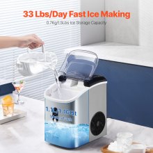 Máquina para hacer hielo en pepitas de encimera, 33 lb/24 h, autolimpiante, con canasta para cuchara, para bar en casa